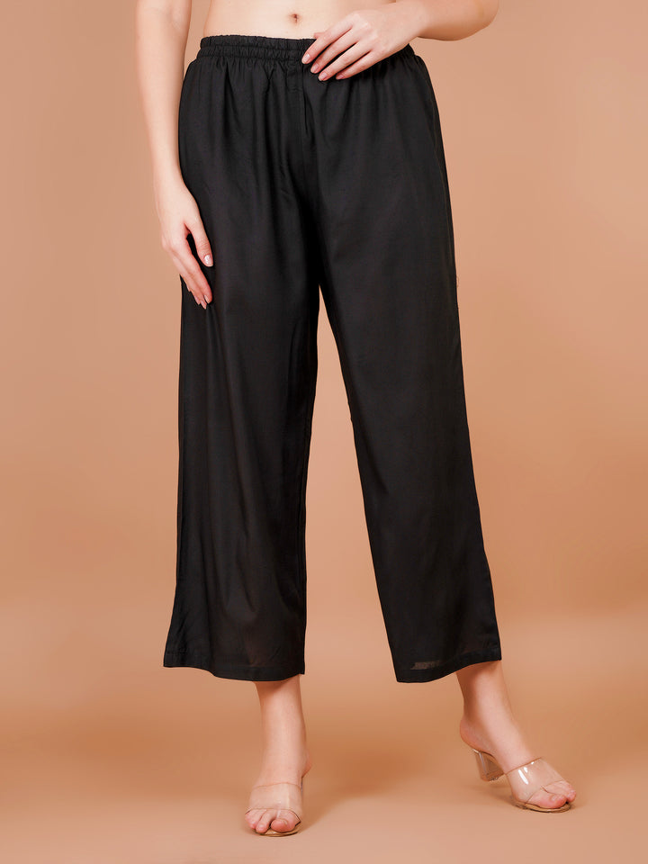 Black Rayon Palazzo for Women