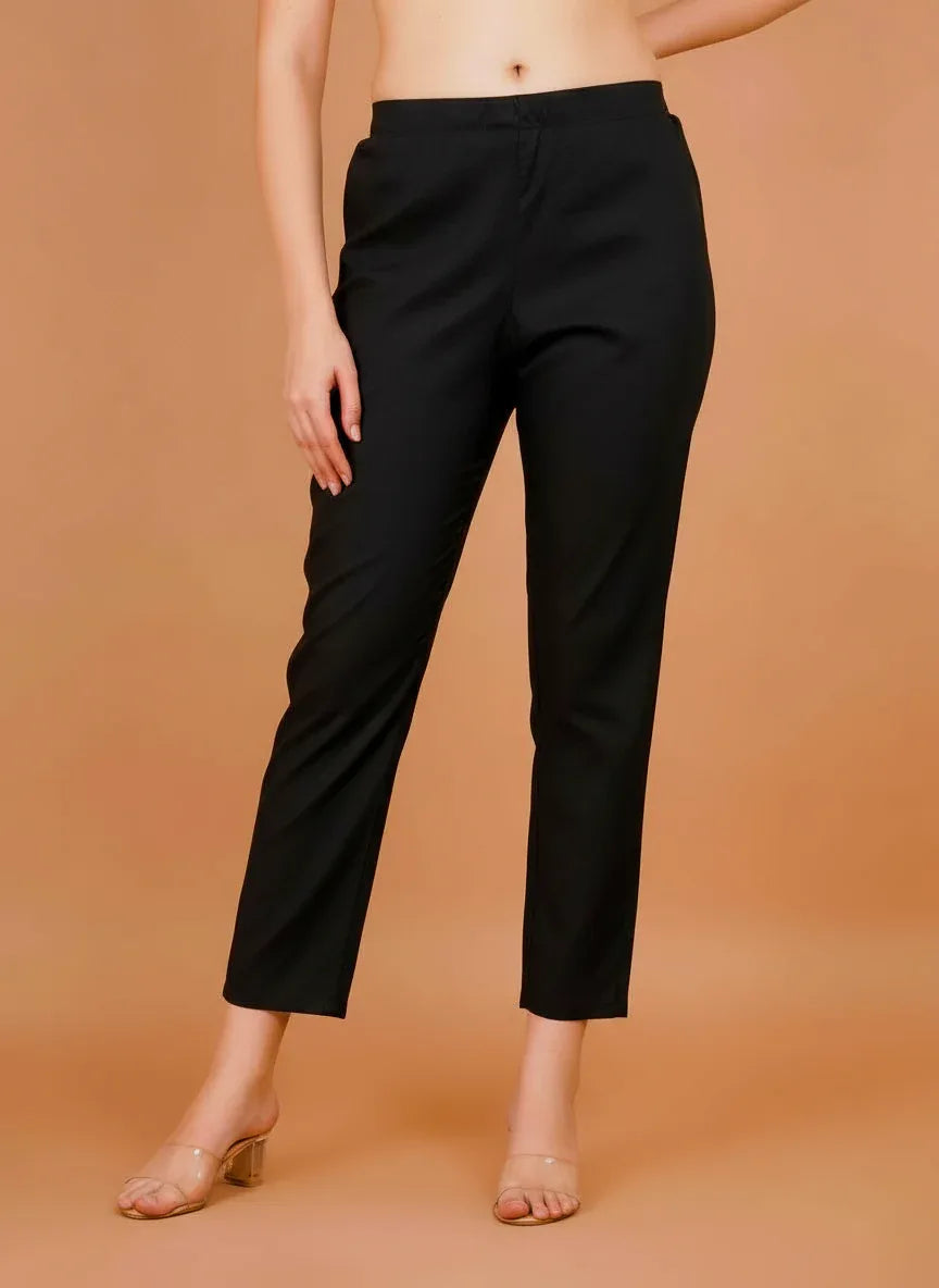 Black Fromal Trouser Pants For Women - Sufiana