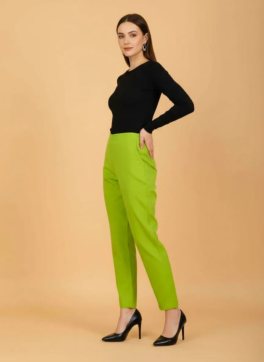 Sufiana Lime Green Trouser Pants For Women - Sufiana