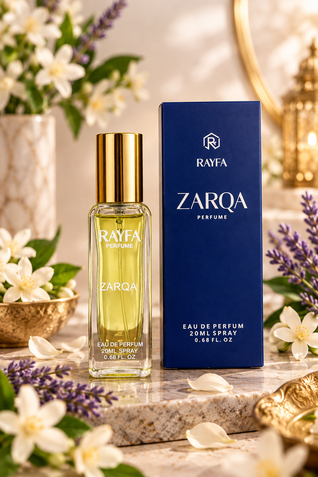 Rayfa Zarqa Premium Eau De Parfum for Women | Long Lasting Luxury Floral Fragrance | Elegant Fresh & Warm Scent | 20ML Pocket Perfume