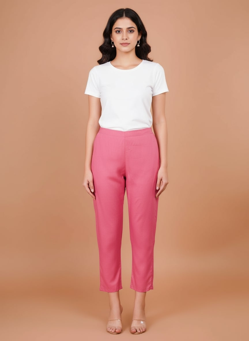 Sufiana Elegant Formal Pink Trouser for Women | Stylish Office & Casual Wear Pants