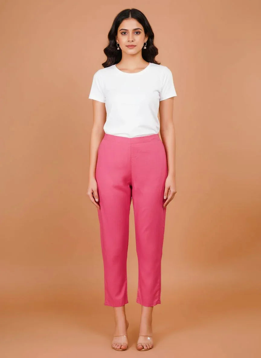 Sufiana Dark Pink Trouser Pants For Women - Sufiana