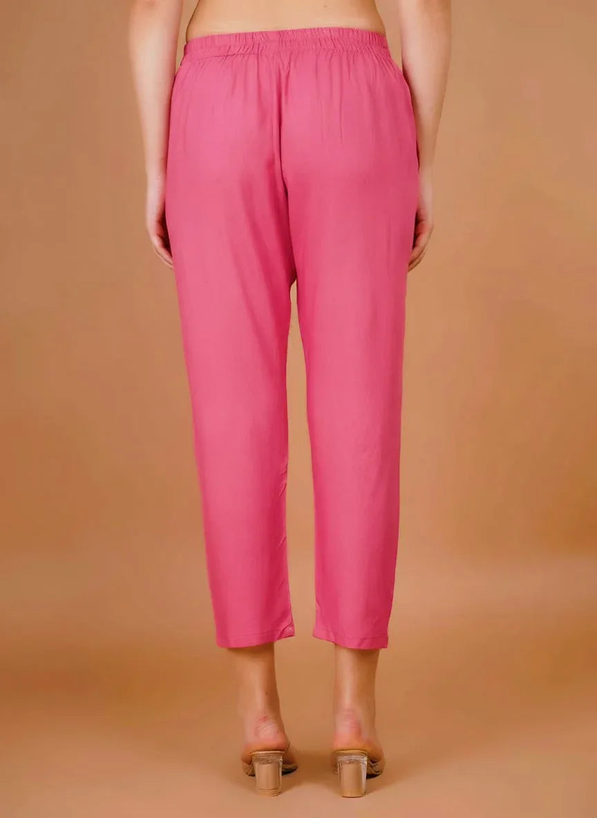 Sufiana Dark Pink Trouser Pants For Women - Sufiana