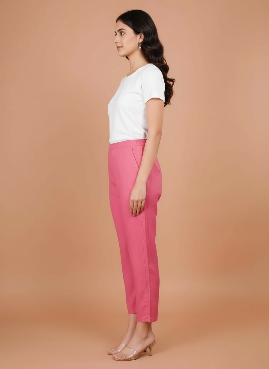 Sufiana Elegant Formal Pink Trouser for Women | Stylish Office & Casual Wear Pants