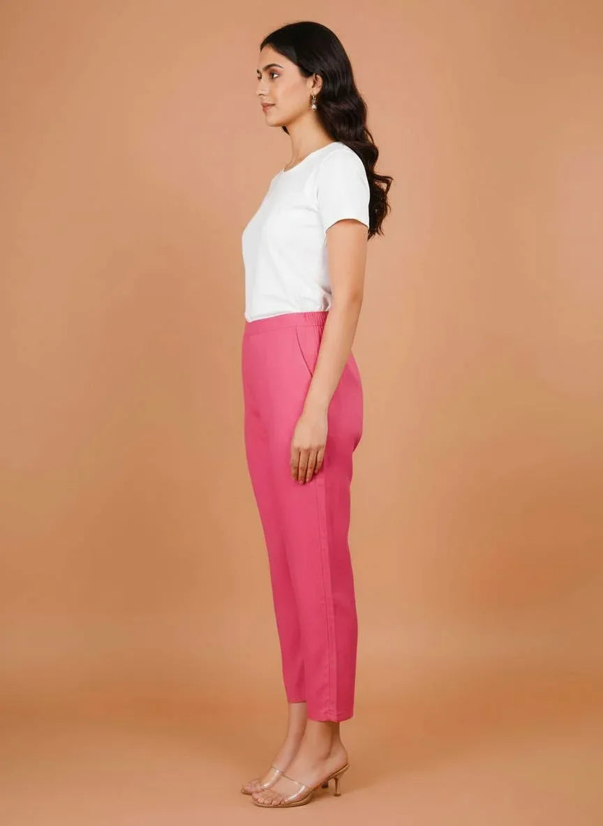 Sufiana Dark Pink Trouser Pants For Women - Sufiana