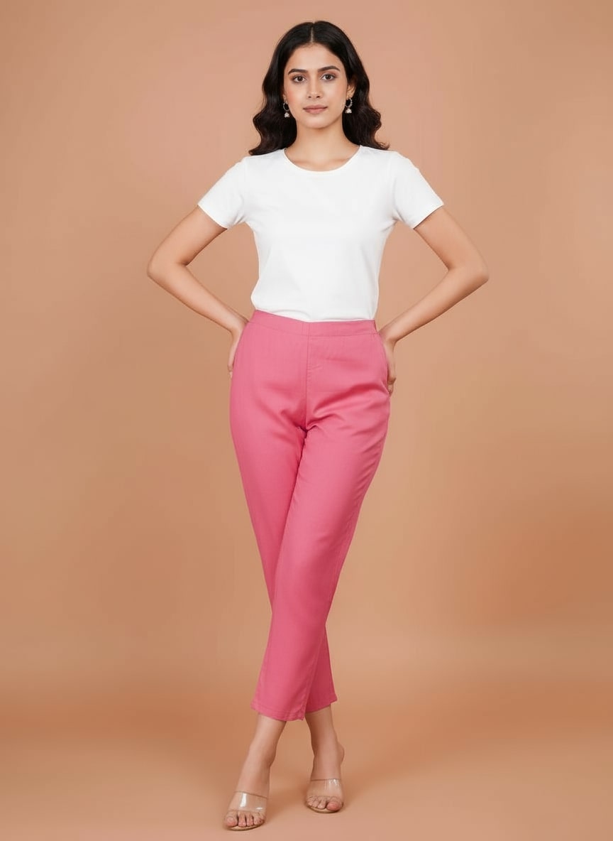 Sufiana Elegant Formal Pink Trouser for Women | Stylish Office & Casual Wear Pants