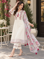 Women’s Embroidered Floral Kurta Set with Printed Dupatta | Elegant Ethnic Wear Suit Set with Pants | Festive & Casual Indian Outfit