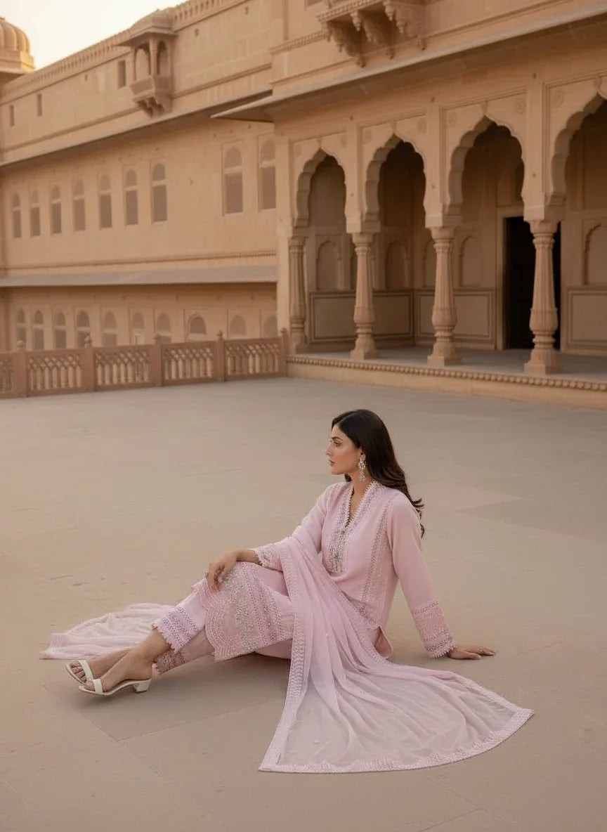 Sufiana Signature 3 Piece Suit for Women Premium Georgette & Silk - Sufiana