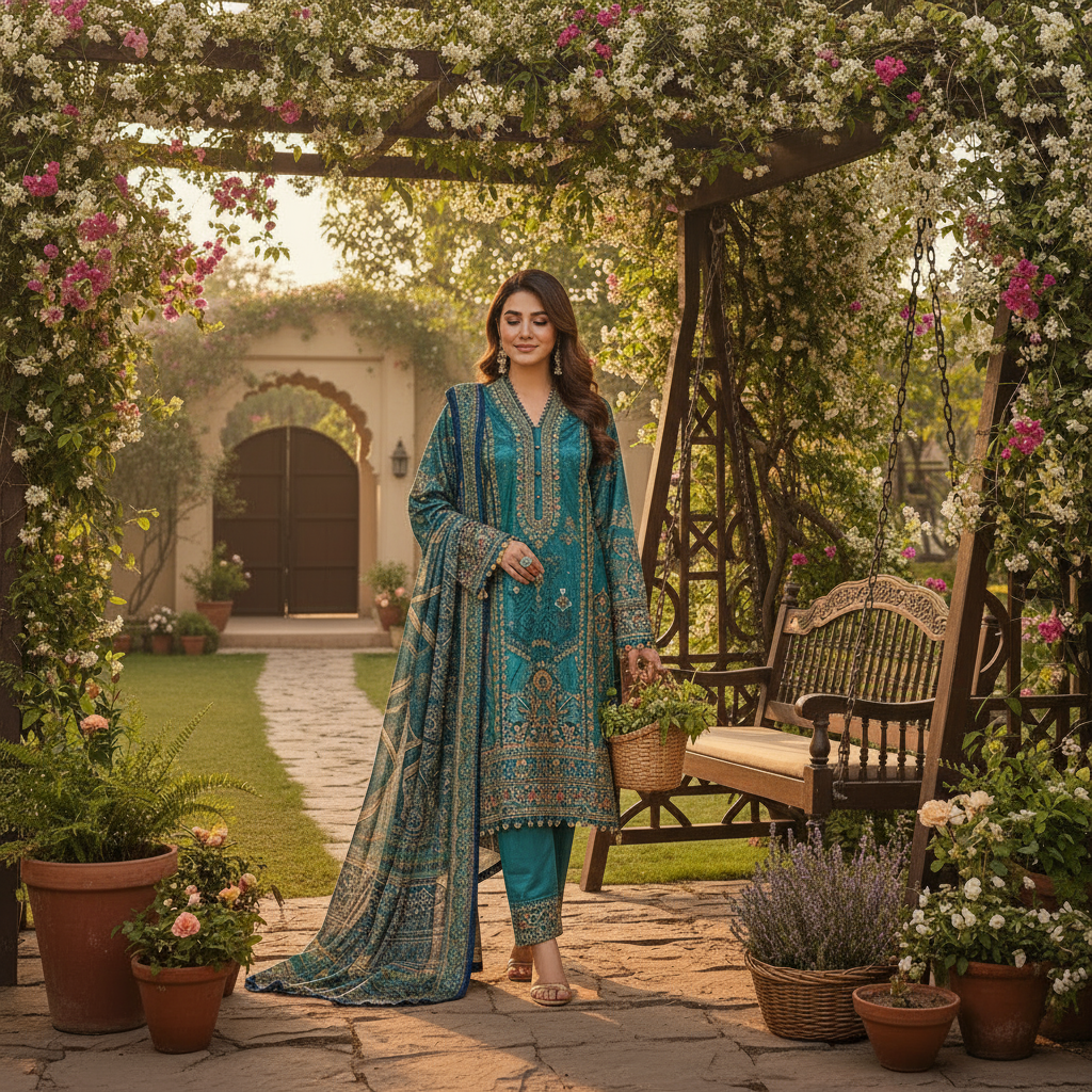 Blue Luxury Ethnic Wear Kurti Set for Women - Sufiana