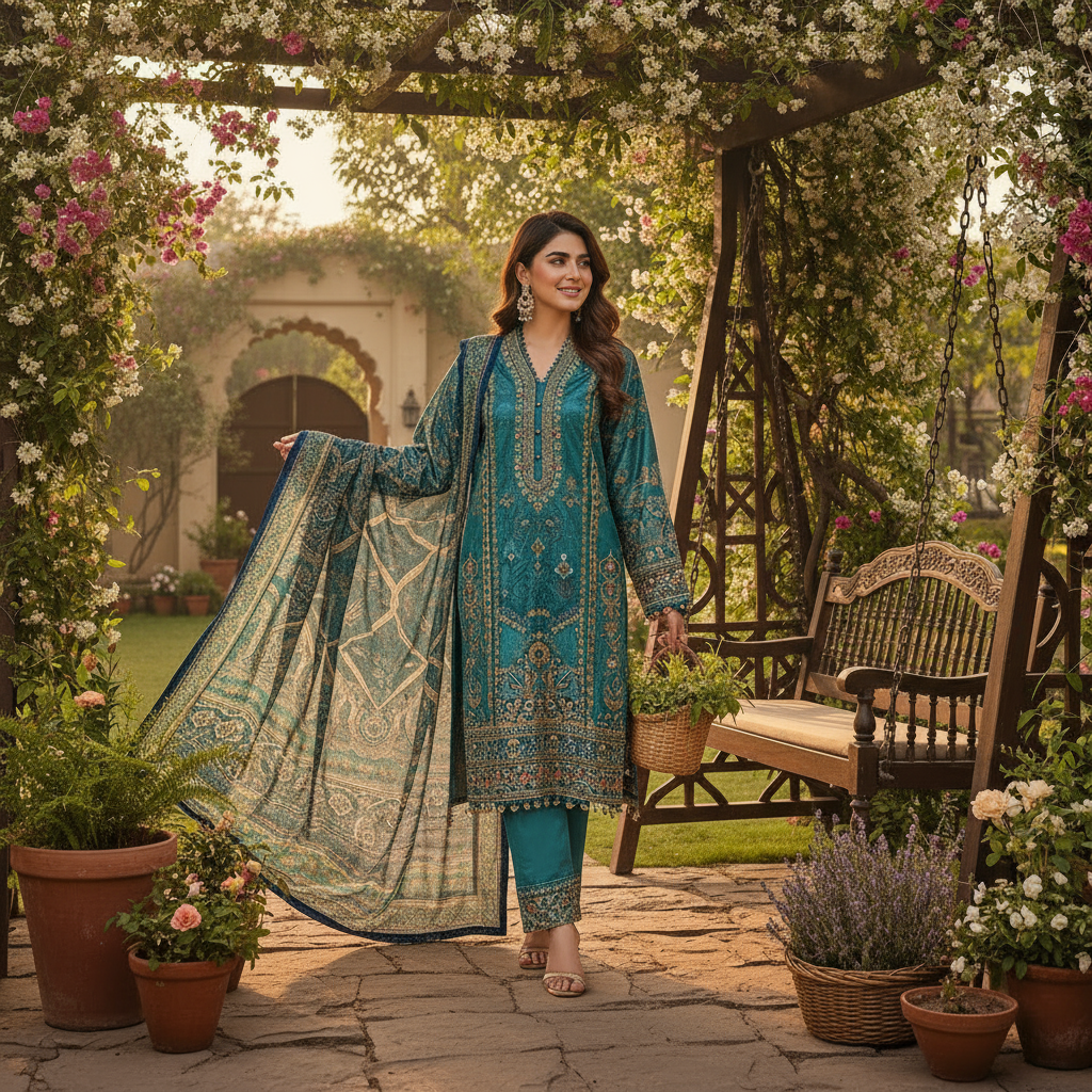 Blue Luxury Ethnic Wear Kurti Set for Women - Sufiana