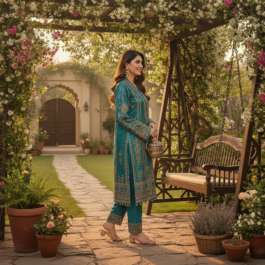 Blue Luxury Ethnic Wear Kurti Set for Women - Sufiana