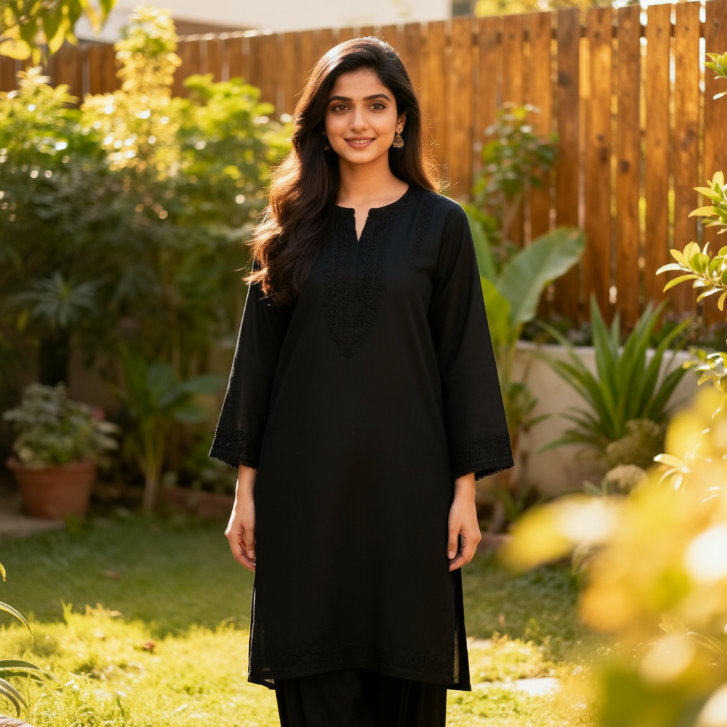 Women's Embroidered Black Rayon Shalwar Kameez - Sufiana