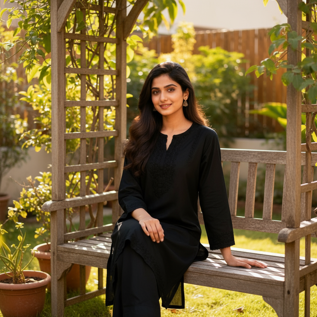 Women's Embroidered Black Rayon Shalwar Kameez - Sufiana