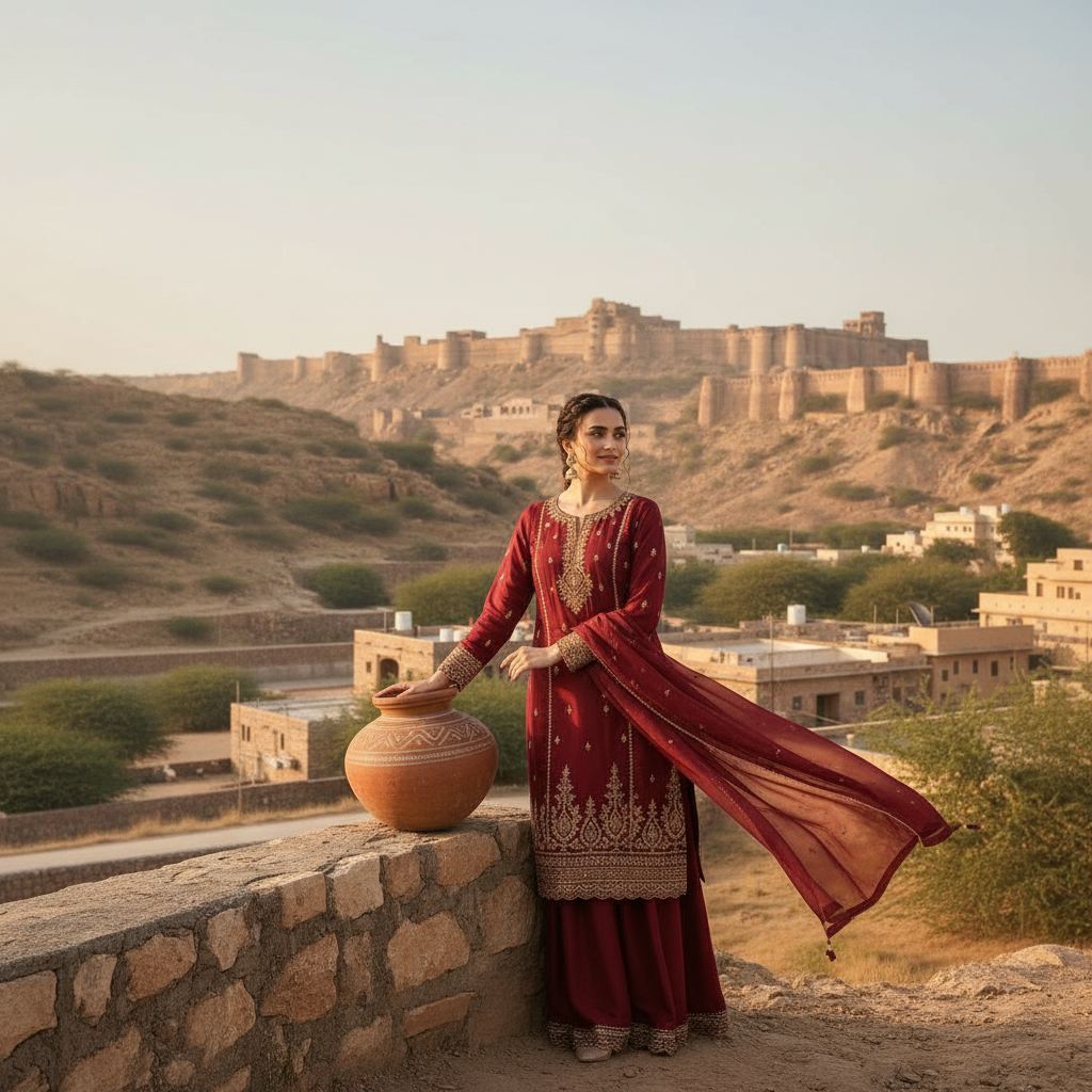 Maroon Red Embroidered Salwar Suit Festive & Wedding Wear by Sufiana