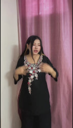 Sufiana Elegant Black Short Kurta for Women | Stylish Casual & Party Wear Tunic