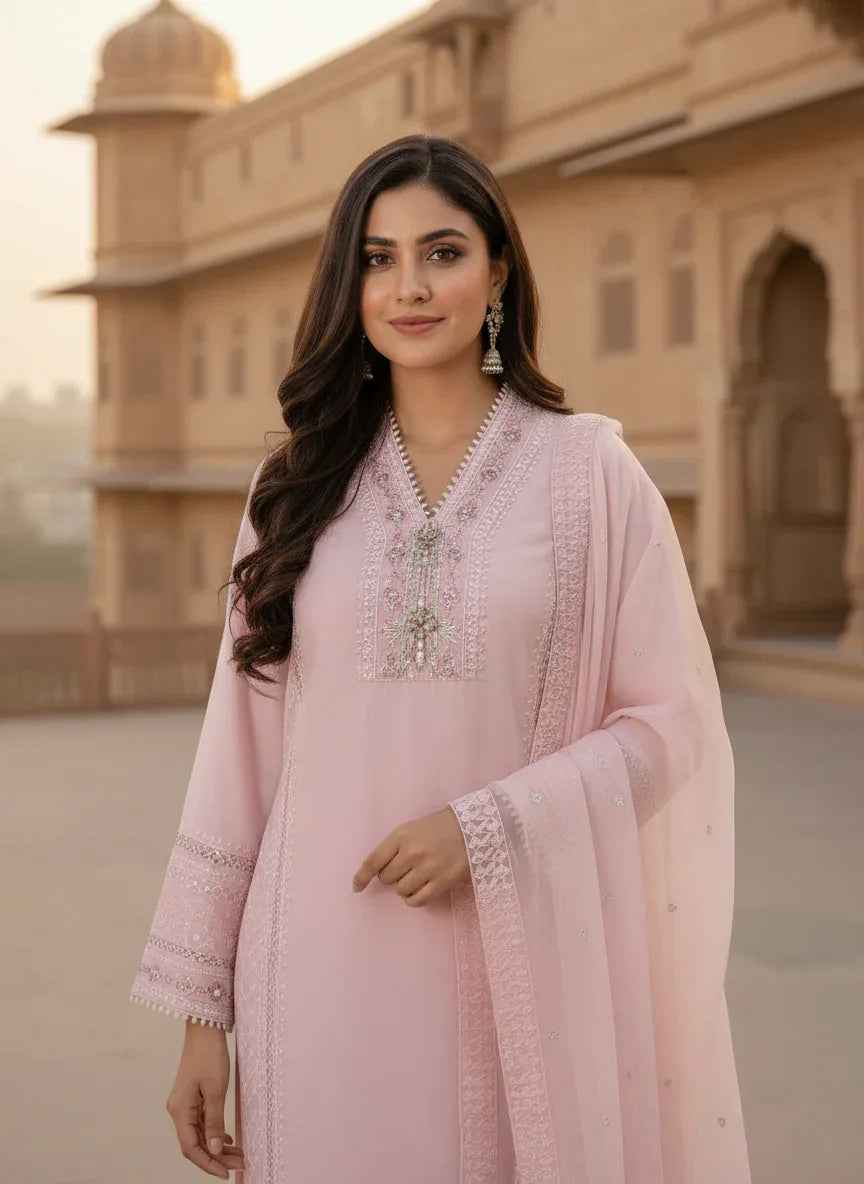 Sufiana Signature 3 Piece Suit for Women in Premium Georgette & Silk Sufiana 3 Piece Suit